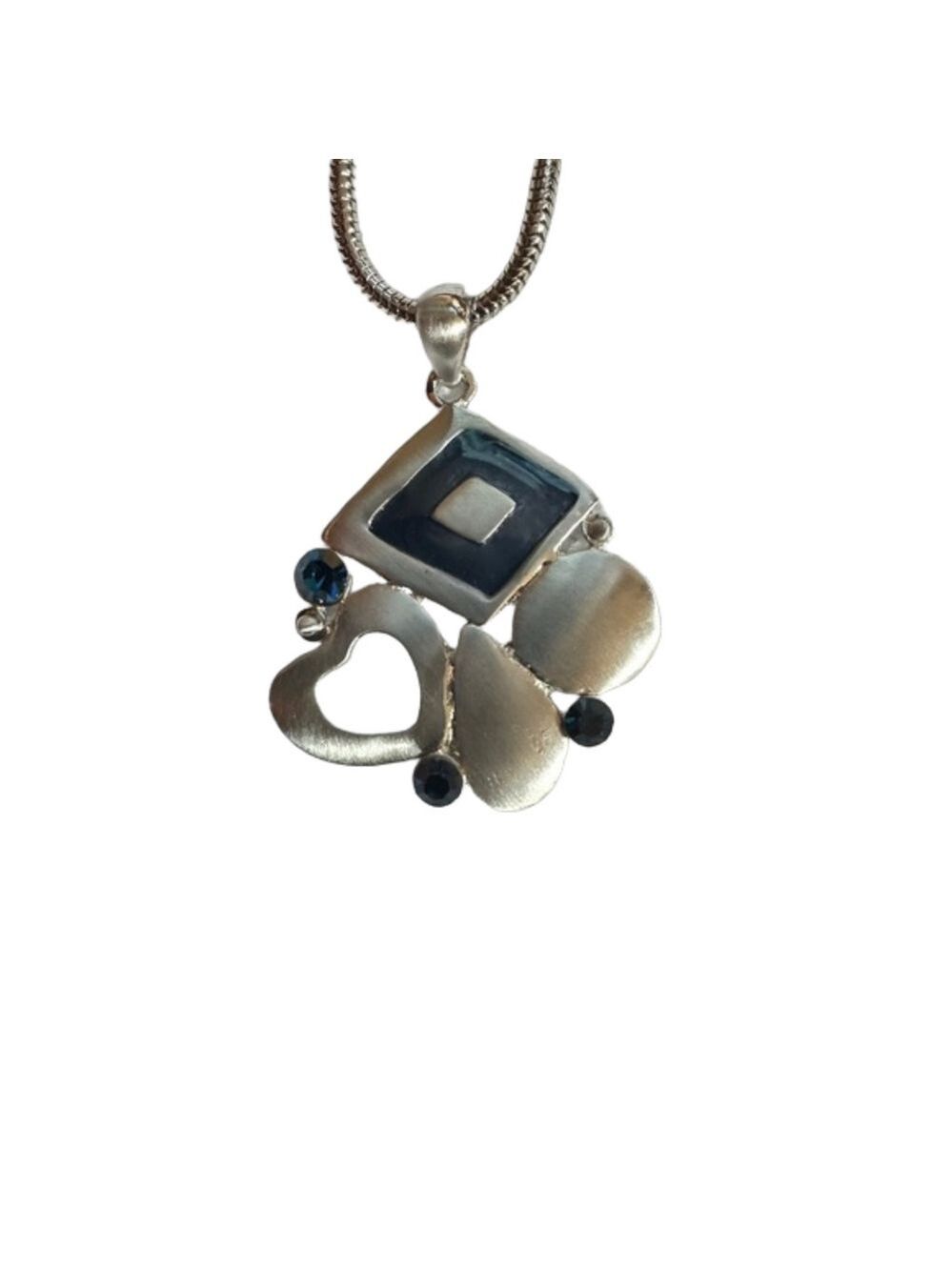 Abstract silver plated necklace.